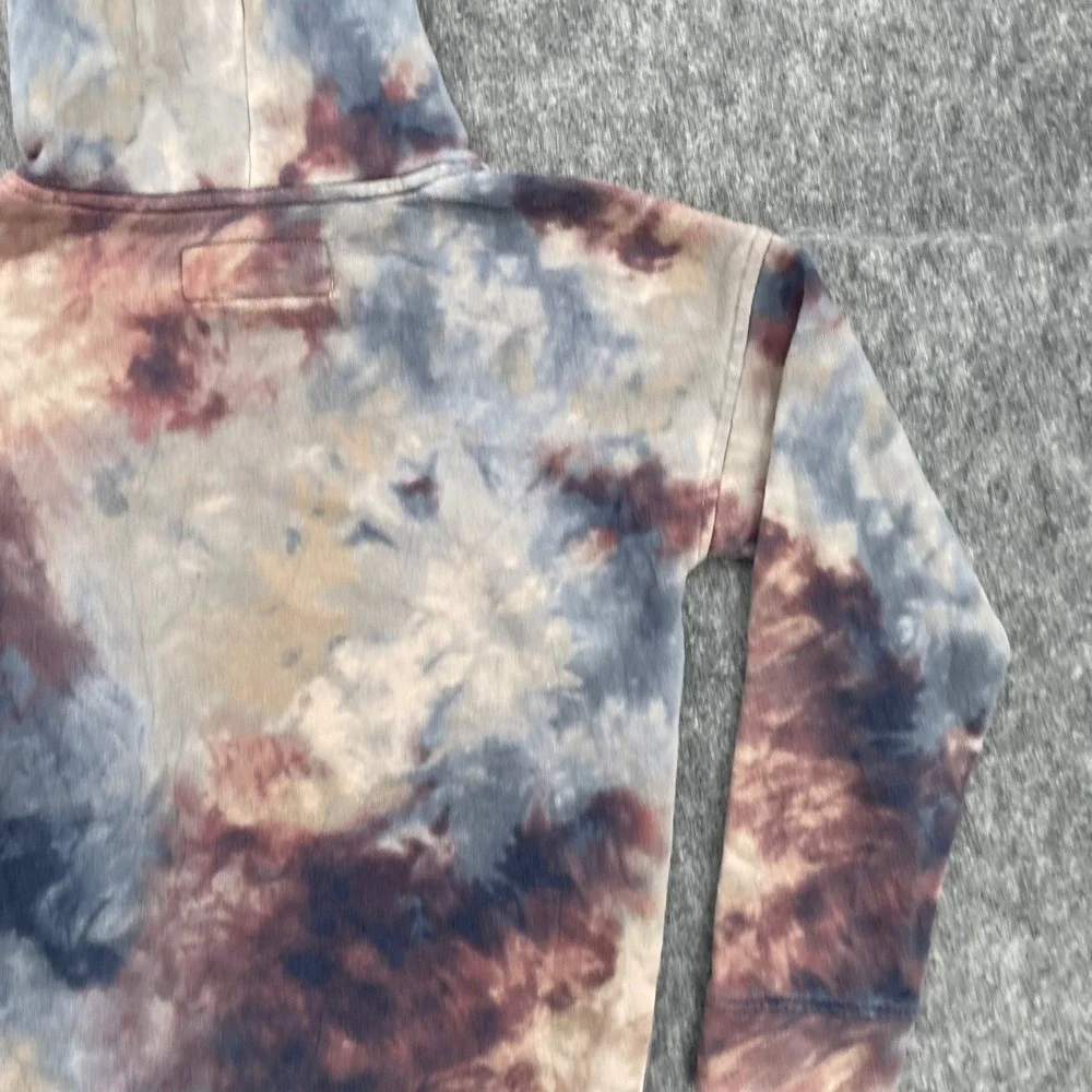 Abercrombie Hoodie Kids 9/10 Relaxed Fit Tie Dye Sweatshirt Blue Burgundy Tan